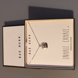 NEW Rae Dunn INHALE EXHALE Sterling Silver Necklace Pendant Gift Box 18" chain
